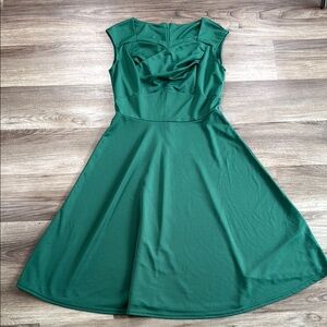 Women's Size Small Dress Hunter Green‎ Pin Up Girl 50s Fit Flare Sleeveless